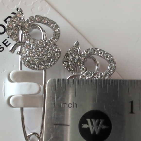 Silver Rhinestone Brooch Set - Picture 5 of 5